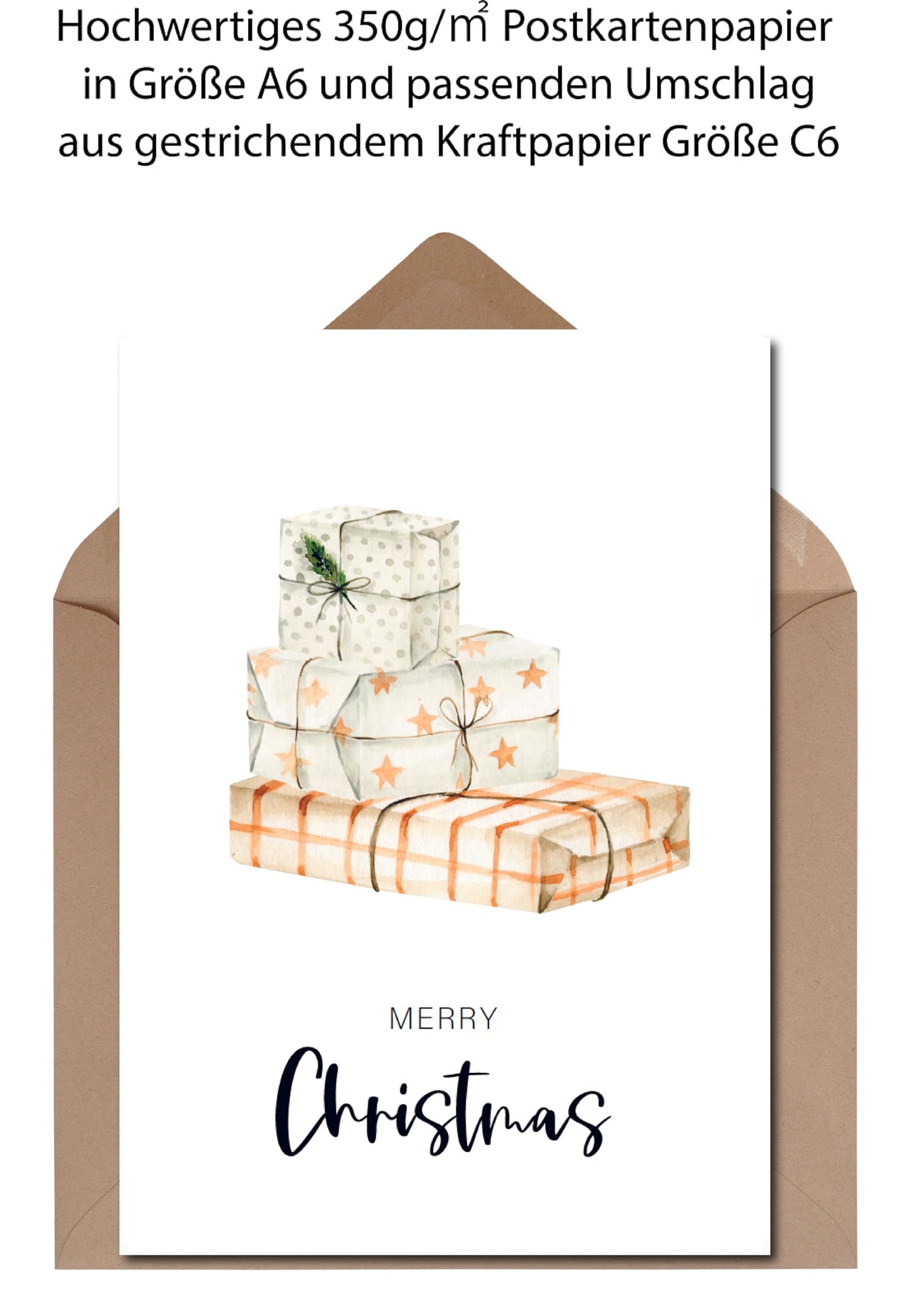 The Life Barn 10x Weihnachtskarten Set Merry Christmas | Weihnachten Karten mit Umschlag | Weihnachtspost
