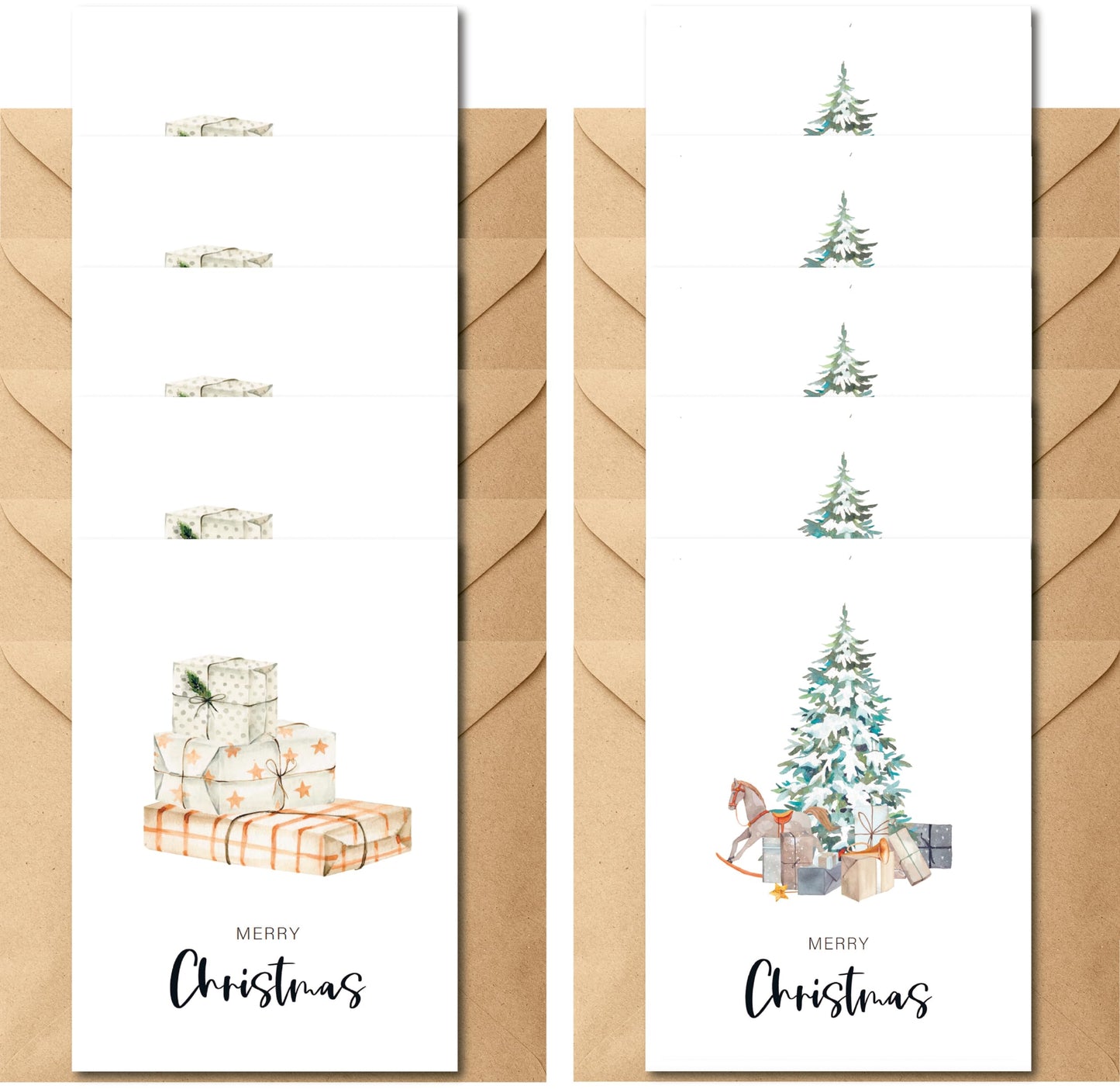 The Life Barn 10x Weihnachtskarten Set Merry Christmas | Weihnachten Karten mit Umschlag | Weihnachtspost