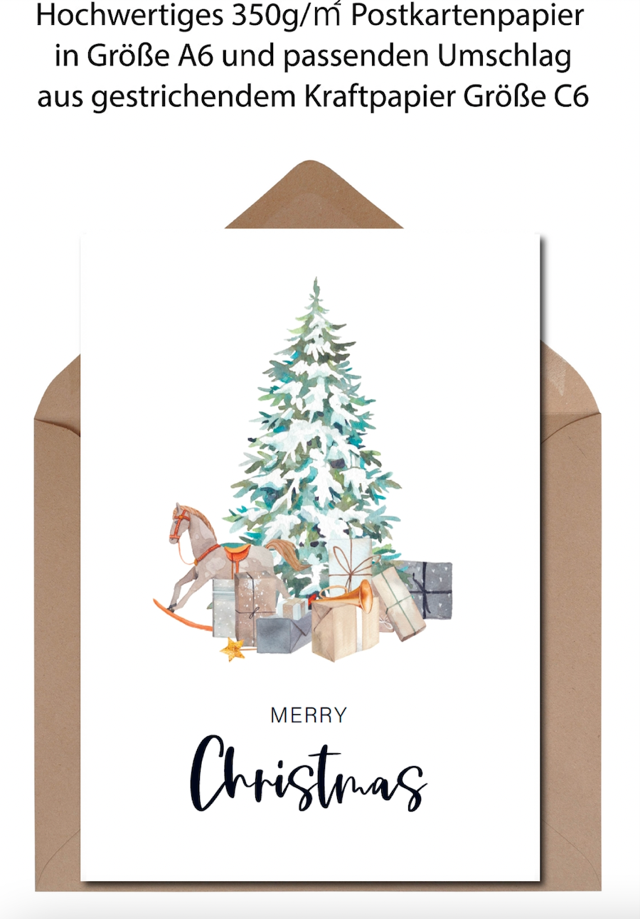 The Life Barn 10x Weihnachtskarten Set Merry Christmas | Weihnachten Karten mit Umschlag | Weihnachtspost