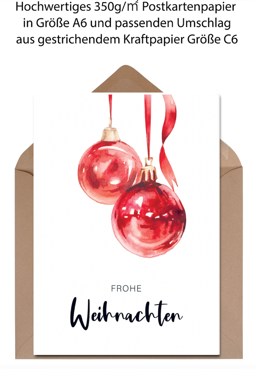 The Life Barn 8x Weihnachtskarten Set Frohe Weihnachten | Weihnachten Karten mit Umschlag | Weihnachtspost