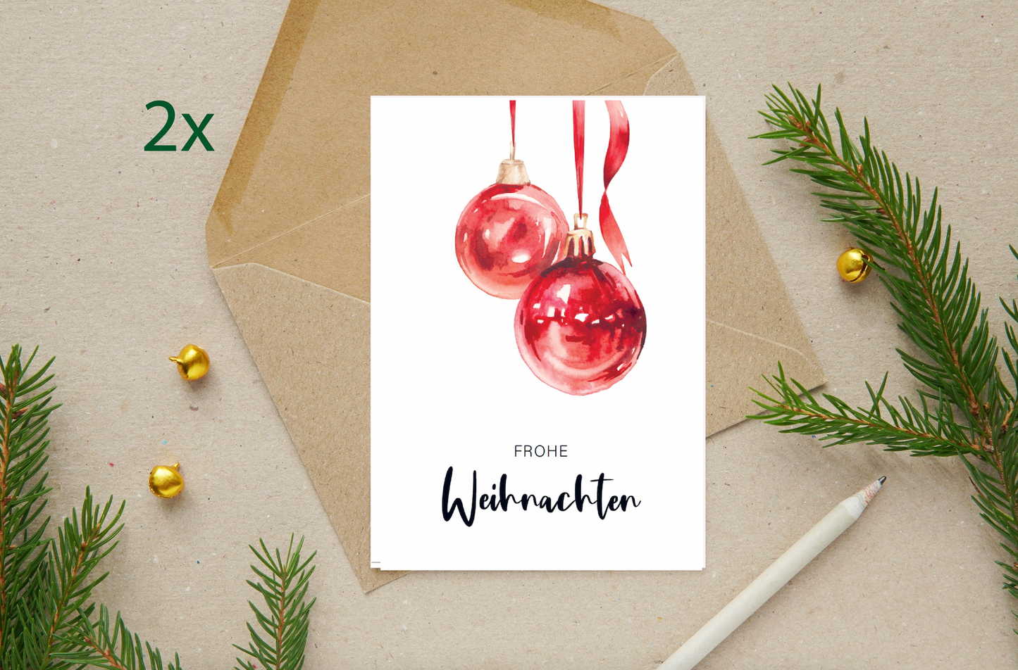 The Life Barn 8x Weihnachtskarten Set Frohe Weihnachten | Weihnachten Karten mit Umschlag | Weihnachtspost