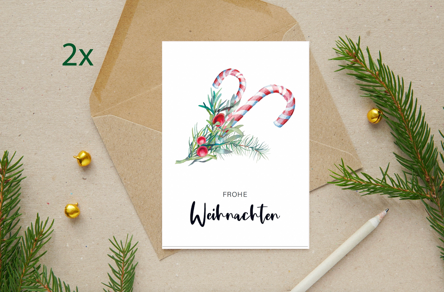 The Life Barn 8x Weihnachtskarten Set Frohe Weihnachten | Weihnachten Karten mit Umschlag | Weihnachtspost