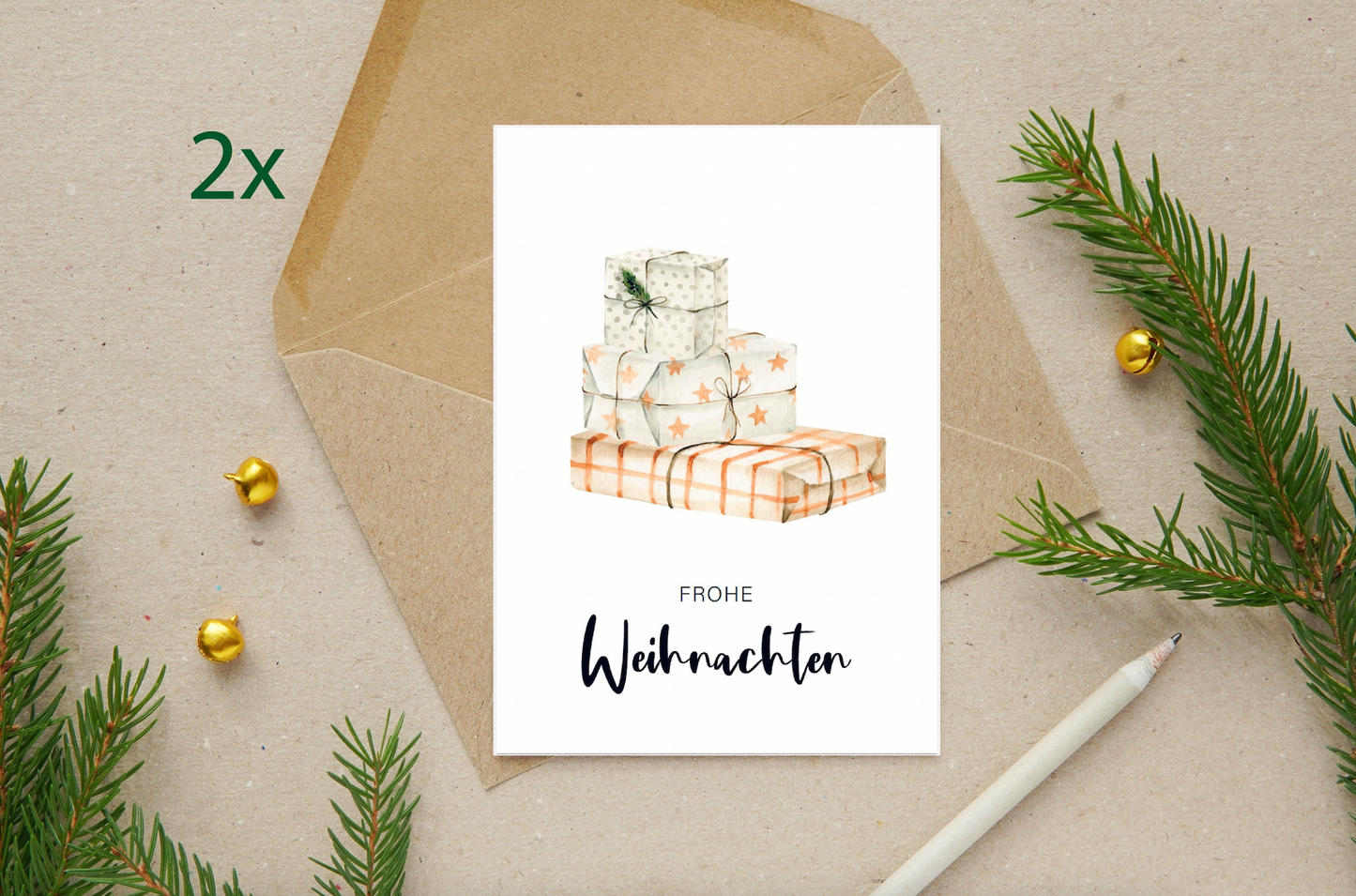 The Life Barn 8x Weihnachtskarten Set Frohe Weihnachten | Weihnachten Karten mit Umschlag | Weihnachtspost