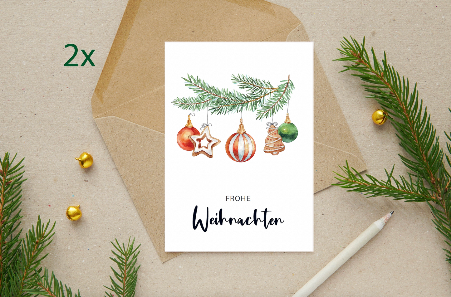 The Life Barn 8x Weihnachtskarten Set Frohe Weihnachten | Weihnachten Karten mit Umschlag | Weihnachtspost