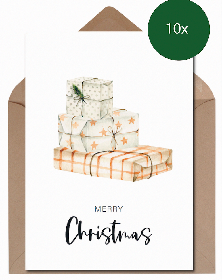 The Life Barn 10x Weihnachtskarten Set Merry Christmas | Weihnachten Karten mit Umschlag | Weihnachtspost